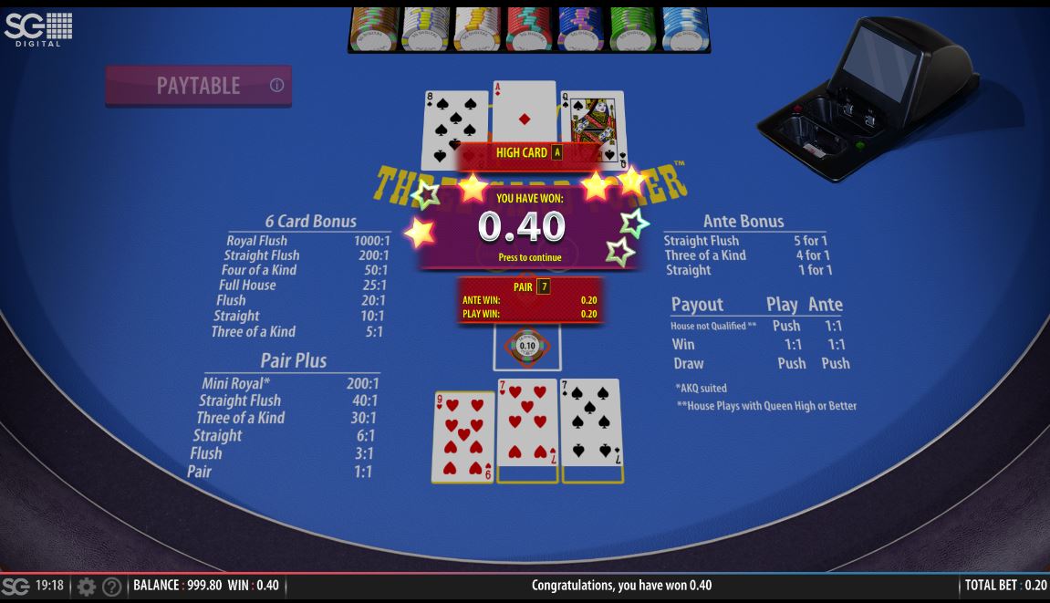 Three card poker casino table game atlantic lottery